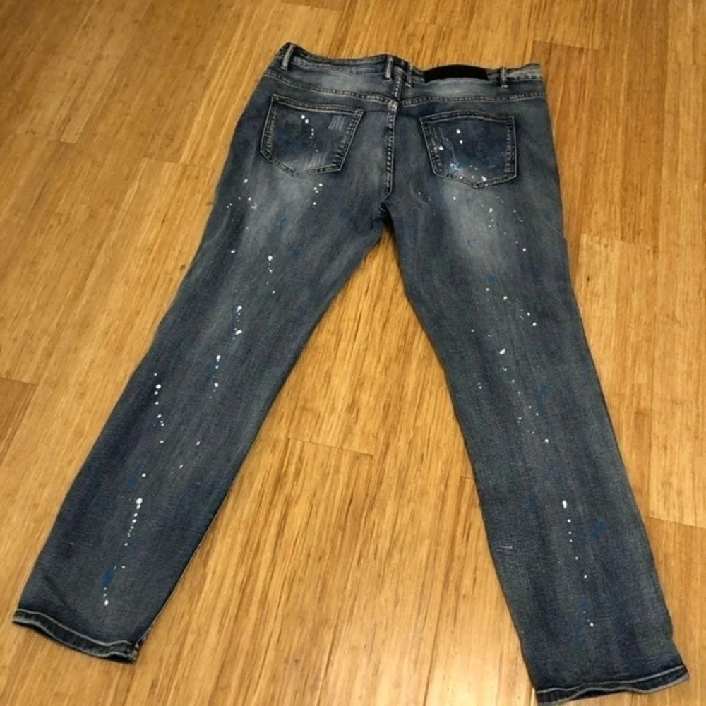 thrashed men's 40 x 32 jeans rave distressed Y2K grunge hiphop skater  jeans